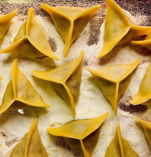 Triangoli di pollo alla cacciatora